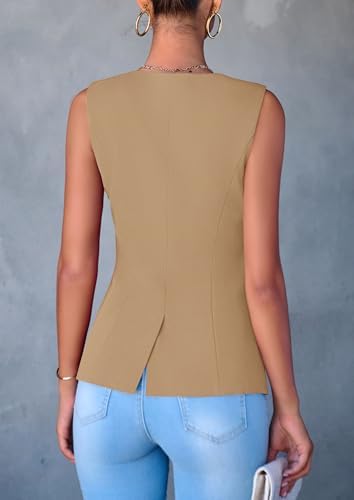 PRETTYGARDEN Women Tailored Suit Vest Business Casual Tops