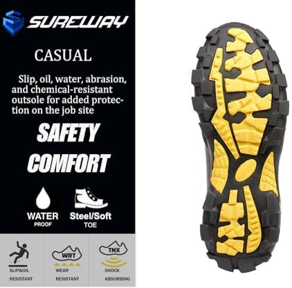 SUREWAY Men's 6 Inch Soft/Steel Toe Waterproof leather Work Boots