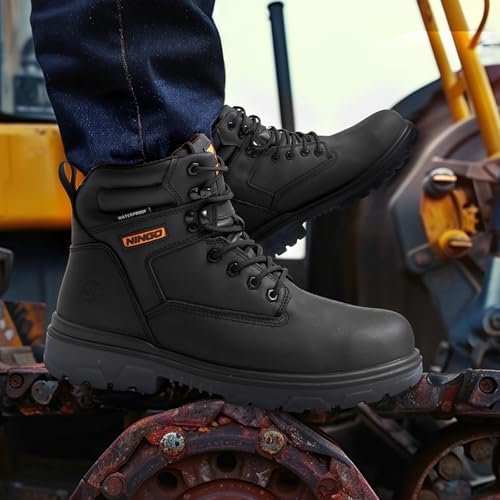 NINGO Waterproof Steel Toe Work Boots for Men, EH Rated, Puncture Proof