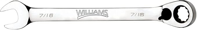Williams 1214RC Ratcheting Combination Wrench, 12 Point, 7/16-Inch