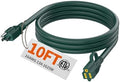 HUANCHAIN 16/3 Gauge Indoor Outdoor Green Extension Cord 10 ft Waterproof
