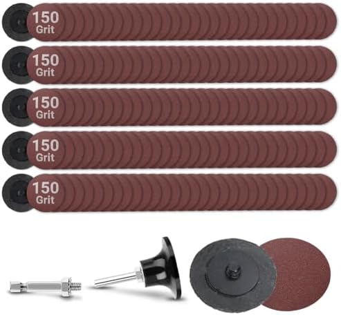 150Pcs 2 inch R-Type Quick Change Aluminum Oxide Surface Conditioning Sanding Discs Set 150 Grit with Adapter & Backing Pad
