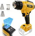 Cordless Heat Gun Compatible with Dewalt Battery, 300W High Power, with LCD Display, Adjustable Temperature 86°F~1022°F, Includes 3 Nozzles, Ideal for Shrink Tubing and Crafting (Battery Not Included)