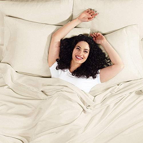 JS Sanders Affordable Microfiber 6 PC Bed Sheet Set - King Size, Cream