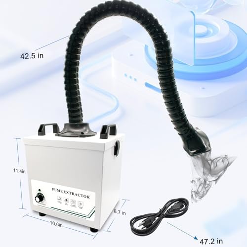 Solder Fume Extractor 100W - 235m³/h 3-layer filter Powerful Smoke Extractor with Adjustable Fume Hose，Compact Desktop for Welding DIY, 3D Printing, Nail Salon | Safe for Engineers, Technicians- 131