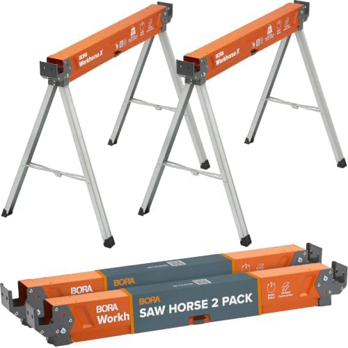 BORA Workhorse X Saw Horses 2 Pack Folding Heavy Duty Metal Sawhorse