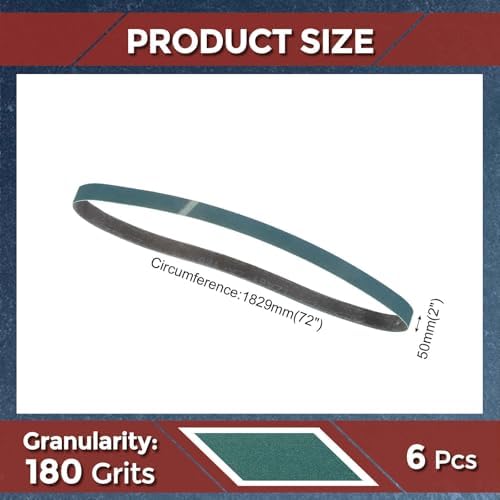 6 Pcs Sanding Belts 2 x 72 Inch 180 Grit Zirconia
