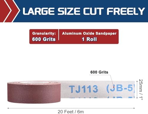 Sandpaper Roll 1Inch 20FT 600Grit Aluminum Oxide Emery Cloth Roll