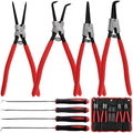 Keadic 8 Pcs 13" Internal External Snap Ring Pliers Set and Precision Hooks with Storage Bag, Heavy Duty Circlip Pliers Kit with Straight/Bent Jaw for Removing Ring Hose
