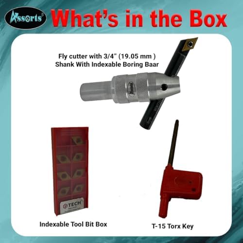 Fly Cutter with 3/4" (19.05 mm) Straight Shank & Indexable Boring Bar – Includes 10 PCS DCMT 11T304 Inserts & Plastic Case | Ideal for Facing & Boring | Watch Video for Details