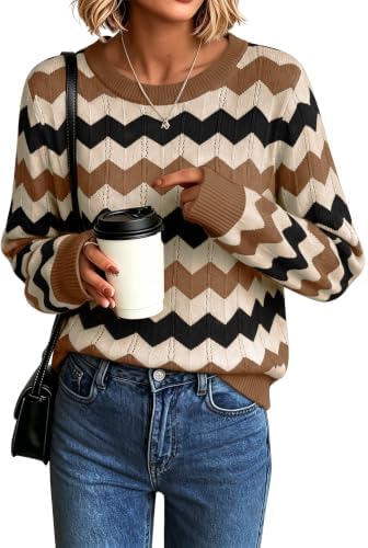 Womens Sweaters Crew Neck Long Sleeve Casual Fall Outfits Fashion Clothing