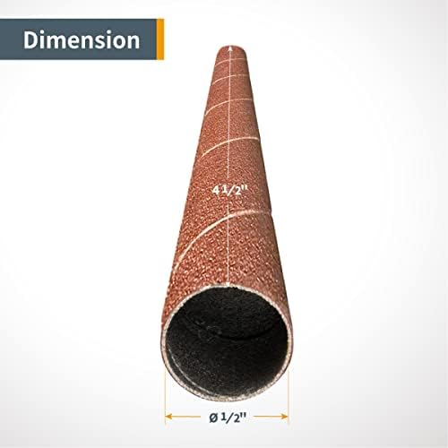 POWERTEC 11209 4.5 Inch Sanding Sleeves for Spindle Sander | 120 Grit | Aluminum Oxide Sandpaper Sanding Sleeves 4-1/2" Long in 3 Diameters 1/2", 3/4" & 1" – 9 Pack