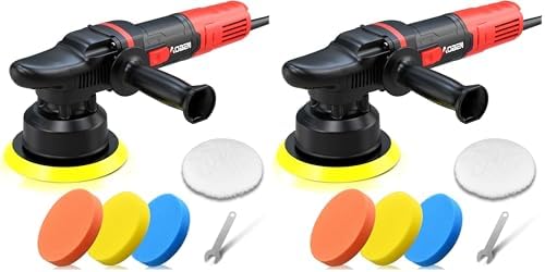 AOBEN Car Buffer Polisher,6 inch Dual Action Polisher,Random Buffer Polisher kit with 6 Variable Speed 1000-4500rpm,Detachable Handle,4 Buffing Pads for Car detailing Polishing and Waxing (Pack of 2)