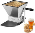 VEVOR Manual Grain Mill, Homebrew Malt Grinder, Adjustable Barley Mill Crusher for Wheat Beer Brewing - with 2 Stainless Steel Rollers, 1.06 Gallon Hopper & Metal Base Plate