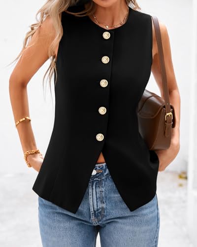 BTFBM Suit Vest Tops For Women Sleeveless Blazer Work Wear