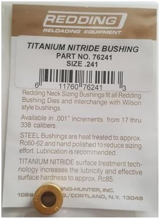 Redding Reloading Titanium Nitride 1/2'' O.D. x 3/8'' Long Neck Sizing Bushing | Precision Steel Reloading Bushing with Increased Surface Hardness & Reduced Sizing Friction