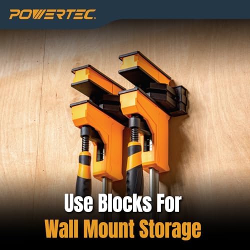 POWERTEC 72451 24" Woodworking Parallel Clamps Jaw Bar Clamp Spreader Tool 4PK, with 4PK Parallel Clamp Blocks - for Cabinet Door & Frame Gluing