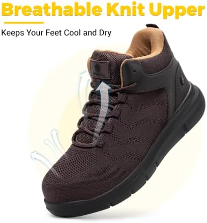 FitVille Extra Wide Work Boots for Men Composite Steel Toe Safety Boots High Top Work Shoes for Men