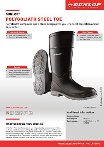 Dunlop Goliath Steel Toe - Waterproof Work Boots for Men & Women - Safety Boots Made from PVC - Rubber Boots with Chemical Protection - Black - Size 14
