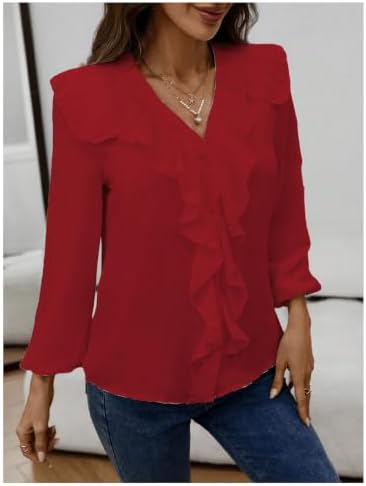 GORGLITTER Women's Ruffled Top Blouses Dressy Business Casual Outfits