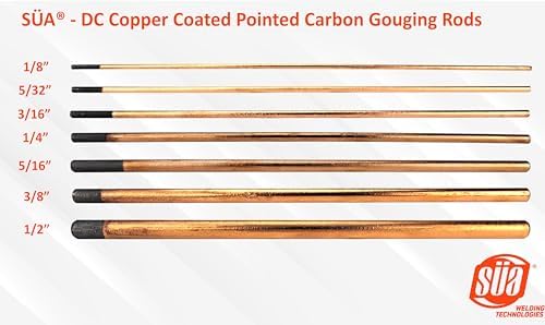 SÜA - DC Copper Coated Pointed Carbon Gouging Rod - 1/4" x 12" - (100 Rods)