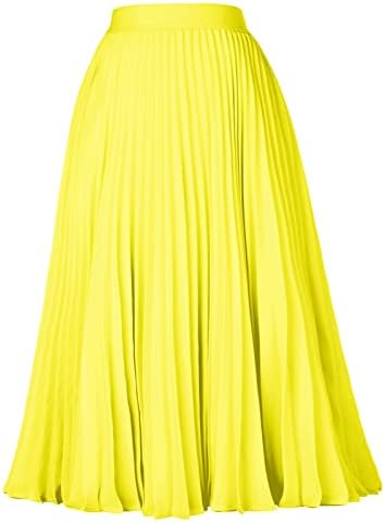 GRACE KARIN Pleated Midi Skirt for Women Chiffon A-Line Outfits
