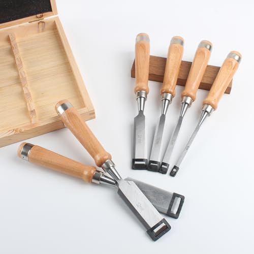 8 Pcs 11.4in Wood Chisel Sets with Wooden Case