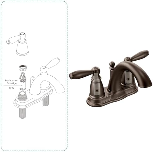 1224 1224B Faucet Cartridge Compatible with Moen Two Handle Faucets, 2 Pack