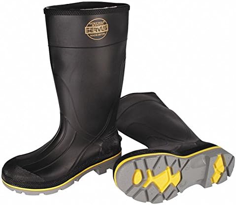 Servus XTP 15" PVC Chemical-Resistant Steel Toe Men's Work Boots, Black, Yellow & Gray, 11
