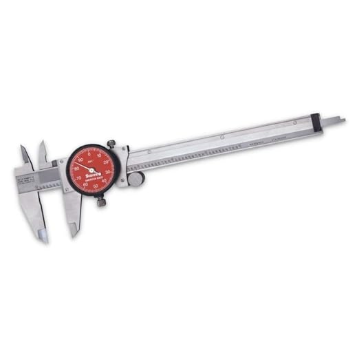 Starrett Starrett 120 Series Stainless Steel Dial Caliper with Lock Screw and Fitted Plastic Case - Red Face, 0-6" Range, .001" Graduation, .001" Accuracy - R120A-6