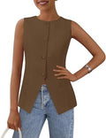 PRETTYGARDEN Women Tailored Suit Vest Business Casual Tops
