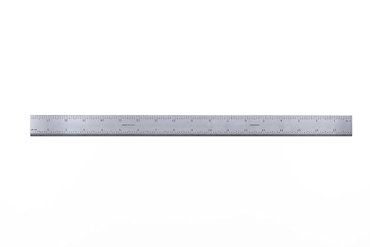 PEC Tools 18"/450mm Rigid Metal Ruler, Satin Chrome Carbon Steel Machinist Rule, Decimal & Metric Graduation (1/10", 1/100", 0.5mm, 1mm), Fully Hardened and Tempered, Made in USA