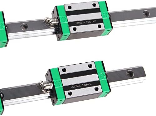 Linear Guide Rail 2 X HGR 20-600mm Linear Slide Rail + 4 X Bearing Blocks Linear Guideway Rail for DIY CNC Routers Lathes Mills