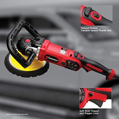 Shurhold 3400 Professional Grade Pro Rotary Car Boat Buffer Polisher with Carrying Bag, Adjustable D-Handle, Powerful Motor and 6 Variable Speed Control