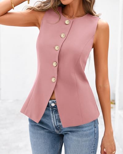 BTFBM Suit Vest Tops For Women Sleeveless Blazer Work Wear
