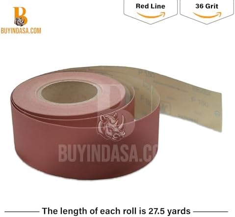 Indasa 2.75" PSA Sandpaper Roll - 27 Yard Rhynostick 240-Grit Long Continuous Roll, Self-Adhesive Stickyback Sand Paper for Woodworking, Automotive, Metal (Aluminum Oxide Plus Lubricant)