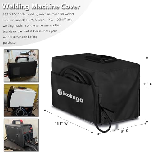 Premium Waterproof Welder Cover with Plush Liner- Heavy Duty 600D Welding Machine Cover, Protective Fit for TIG/MIG 100-210 Models(16.1"L x 8"W x 11"H)