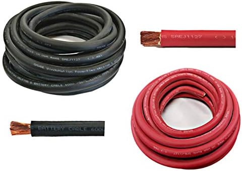4/0 Gauge 4/0 AWG 10 Feet Black + 10 Feet Red Welding Battery Pure Copper Flexible Cable Wire - Car, Inverter, RV, Solar