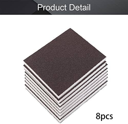 Utoolmart Sanding Sponge Sanding Blocks, 120 Grit Wet Dry Sandpaper Sponge, Washable and Reusable Sand Sponge Kit, for Kitchen Cookware Cleaning and Rust Removal of Rusted Metal, Grey, 8 Pcs