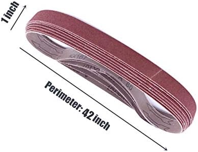 1 x 42-Inch Aluminum Oxide Sanding Belts, 40/80/120/240 Assorted Grits Abrasive Sandpaper for Belt Sander, 24 Pack