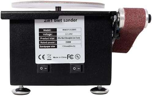 2-in-1 Mini Belt Disc Sander - Bench Grinder Small Spindle Sander Machine | Belt Sander for Knife Sharpening, Wood, Crafts, Metal, Stone, and Scissors Grinding