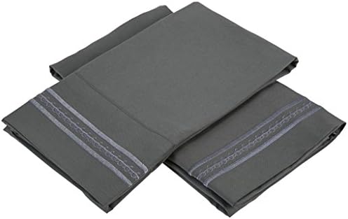 Jessica Sanders Premier 1800 Series 4pc Bed Sheet Set - King, Charcoal Stone Gray, - Jessica Sanders Embroidery