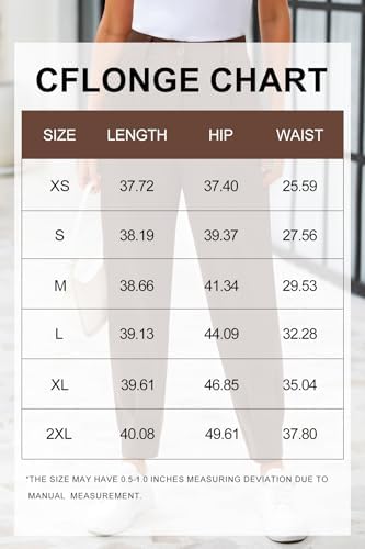 CFLONGE Womens Ankle Work Pants Trousers Casual Slacks