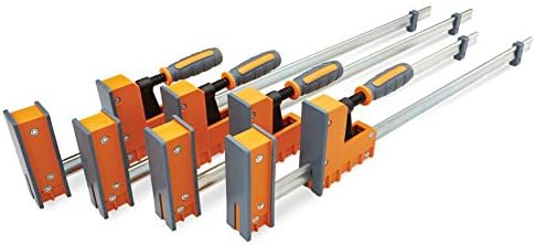 Bora 4-Piece Parallel Clamp Set 571550I & Wood Organizer and Lumber Storage Metal Rack with 6-Level Wall Mount – Indoor and Outdoor Use, In Orange | PBR-001