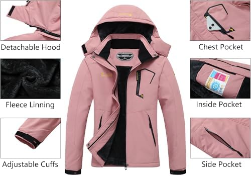 MOERDENG Women's Ski Jacket Warm Winter Coat Snowboarding Jacket