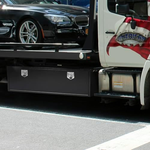 60 x 18 x 18 Inch Underbody Truck Tool Box Steel Storage ToolBox, Tool Chest Organizer w/Lock and Keys For Pickup,Truck Bed, RV, Trailer,Heavy Duty Waterproof Black box