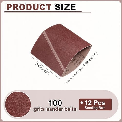 HARFINGTON 8 x 19 Inch Sanding Belts, 12 Pcs 100 Grits Aluminum Oxide