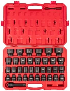 TEKTON 3/4 Inch Drive Socket Set, 37-Piece | SID93418 | (13 - 50 mm), Shallow, 6-Point, Case