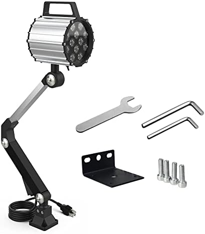 Led Waterproof Machine Work Light, Multipurpose Adjustable Angle Aluminum Alloy Long Arm for Lathe CNC Milling Drill Press and Workbench, AC 110~240V with US Plug
