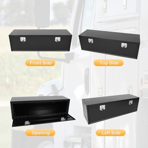 60 x 18 x 18 Inch Underbody Truck Tool Box Steel Storage ToolBox, Tool Chest Organizer w/Lock and Keys For Pickup,Truck Bed, RV, Trailer,Heavy Duty Waterproof Black box